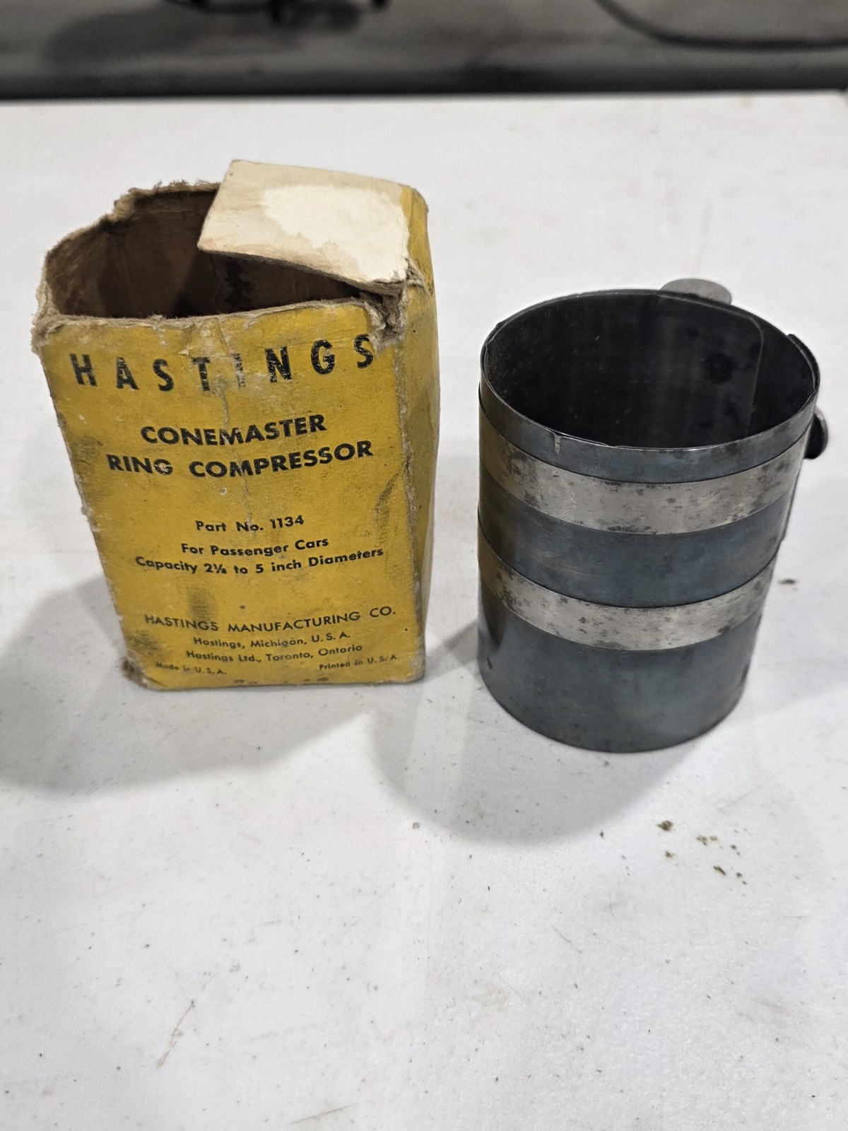 Vintage Hastings Conemaster Ring Compressor No. 1134 Made in USA 2 1/8 To 5″