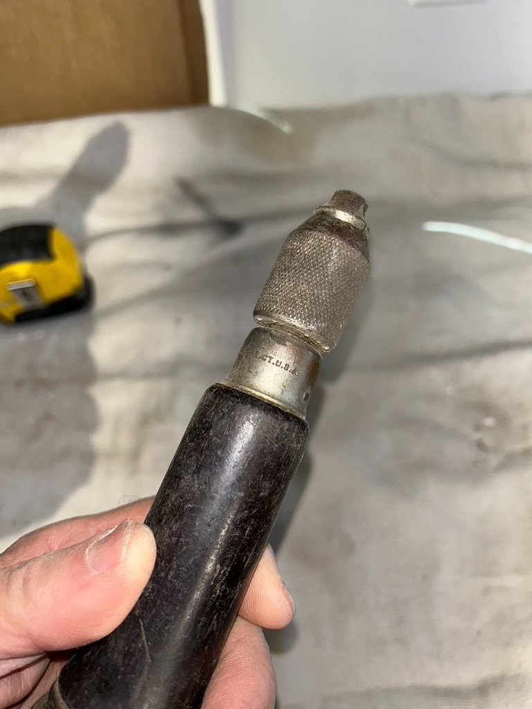 Vintage wood handled drill or driver. J.S. Fray Bridgeport CT USA