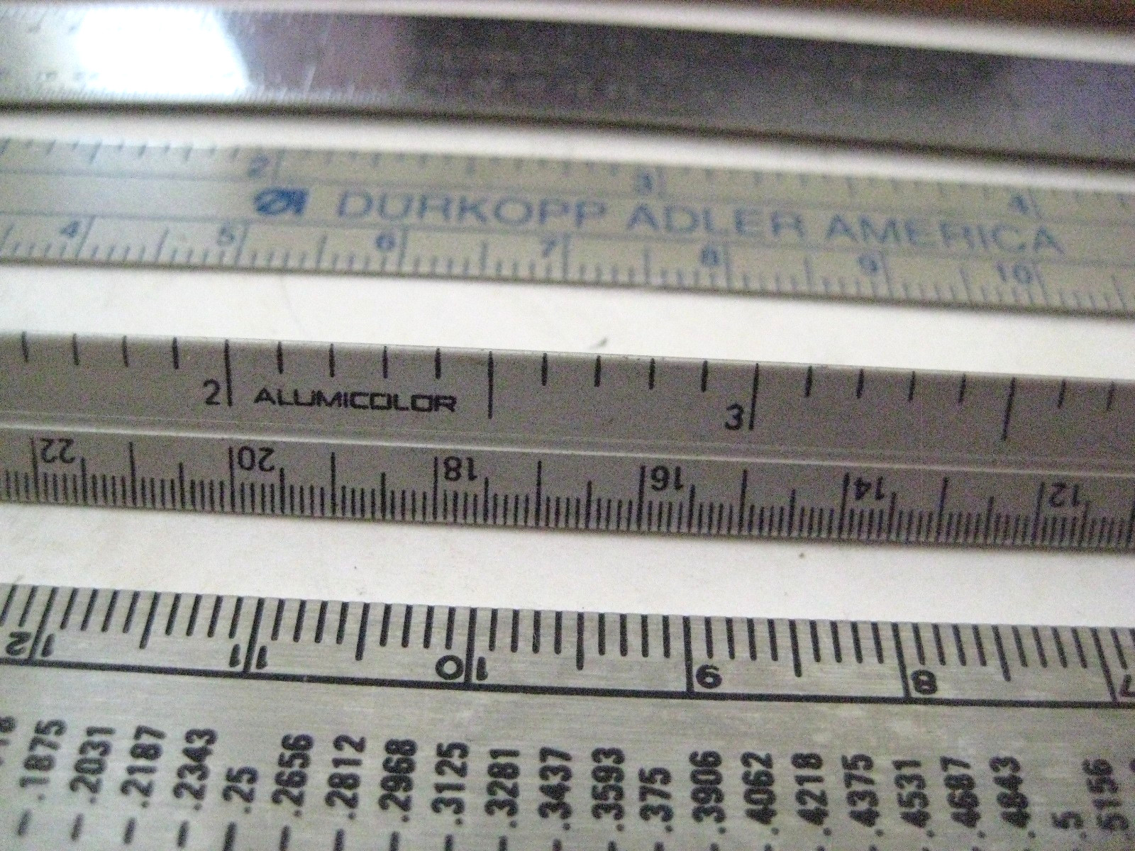 Lot Of 5 Machinist Scales Simonds, Alumicolor, Pioneer, Durkopp, Pratt & Whitney