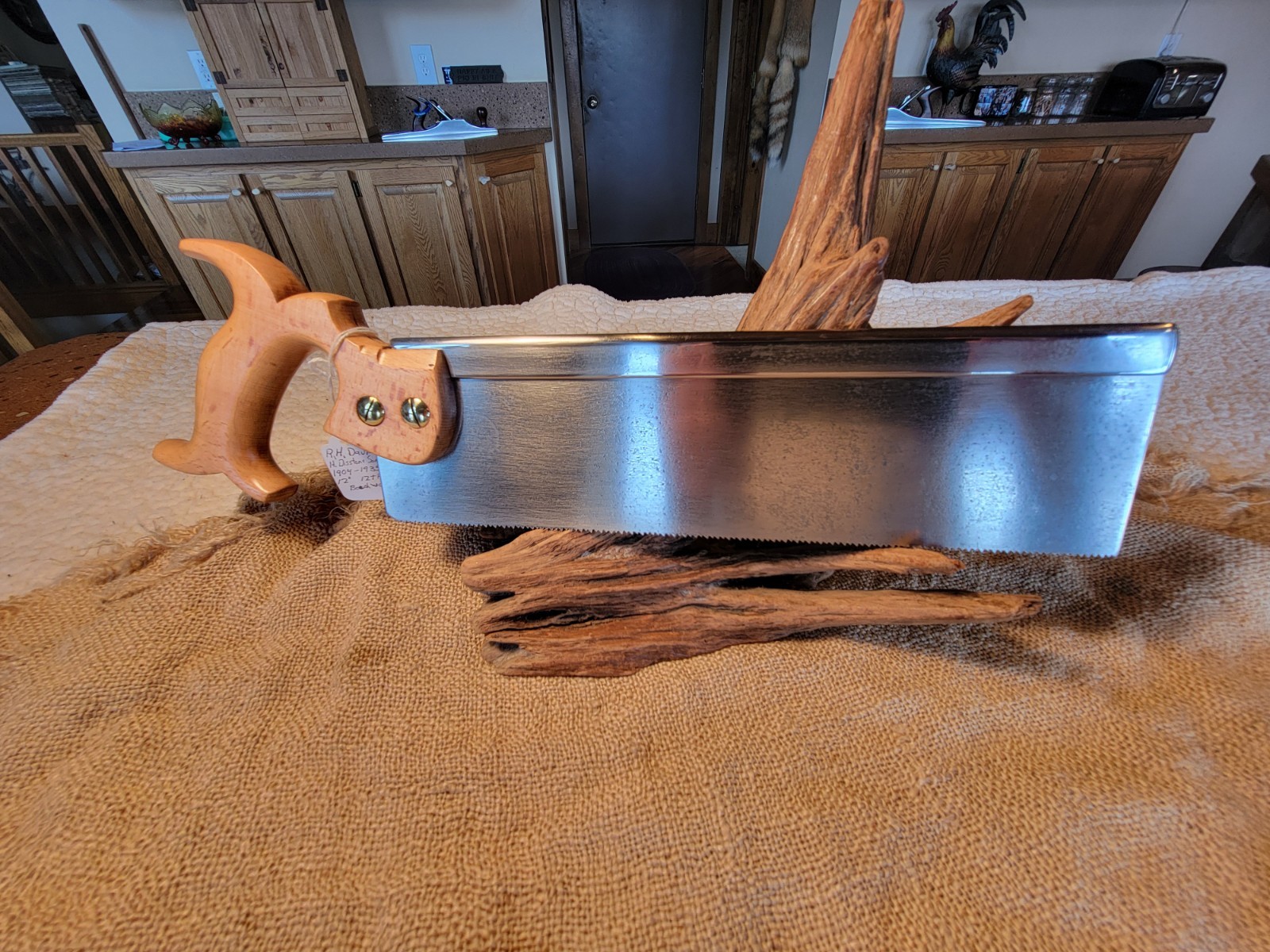 ANTIQUE BACK SAW R.H.DAVIS 12” By HENRY DISSTON 12 TPI Sharp. 1904-35 EXC.