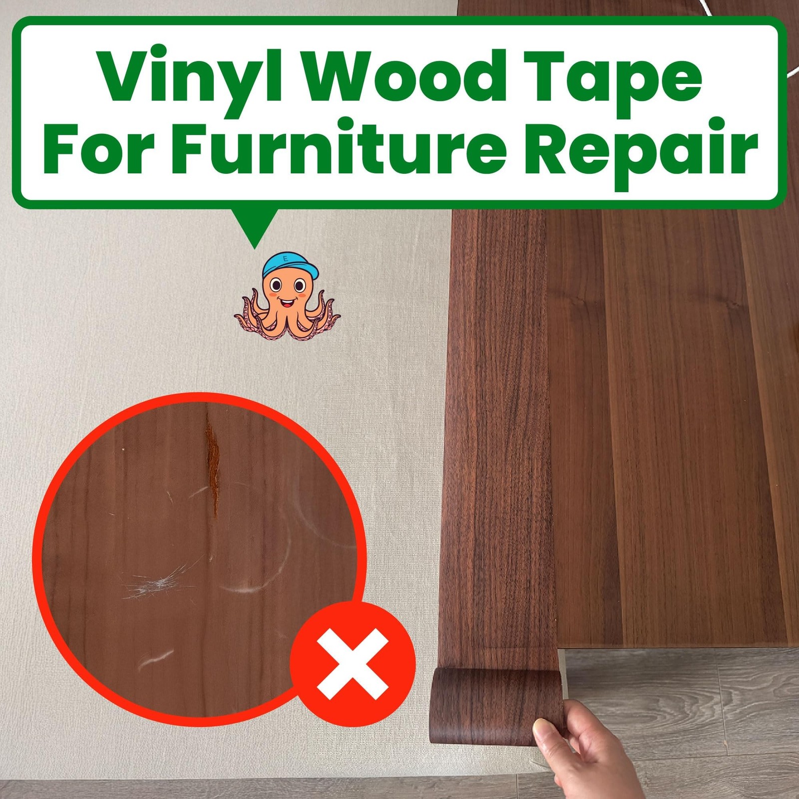 ECOHomes Wood Grain Repair Tape (Dark Walnut, 2.25 Inch x 15 Feet) | Self Adh…