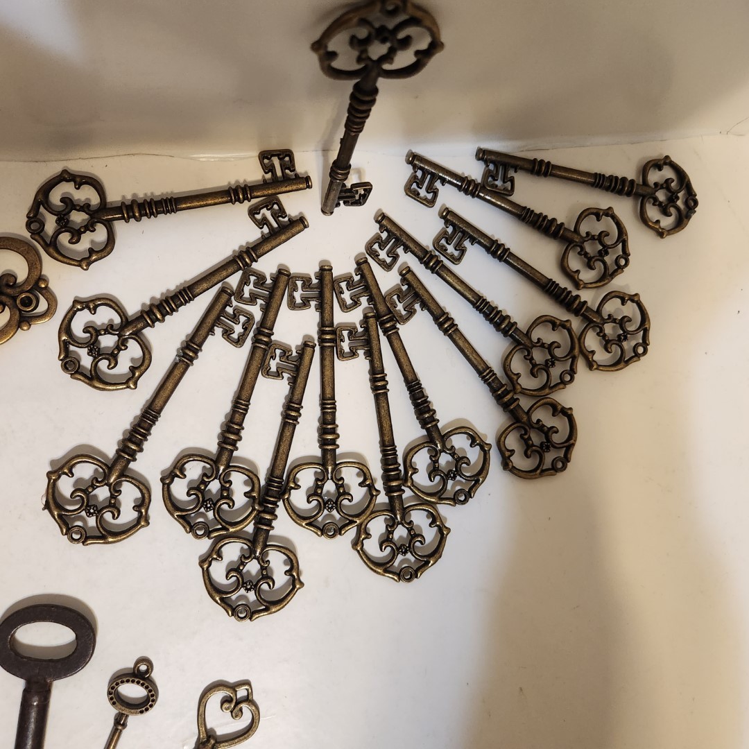 Assorted Charm Retro Skeleton Keys Bronze Steampunk Pendant Decor Lot of 34