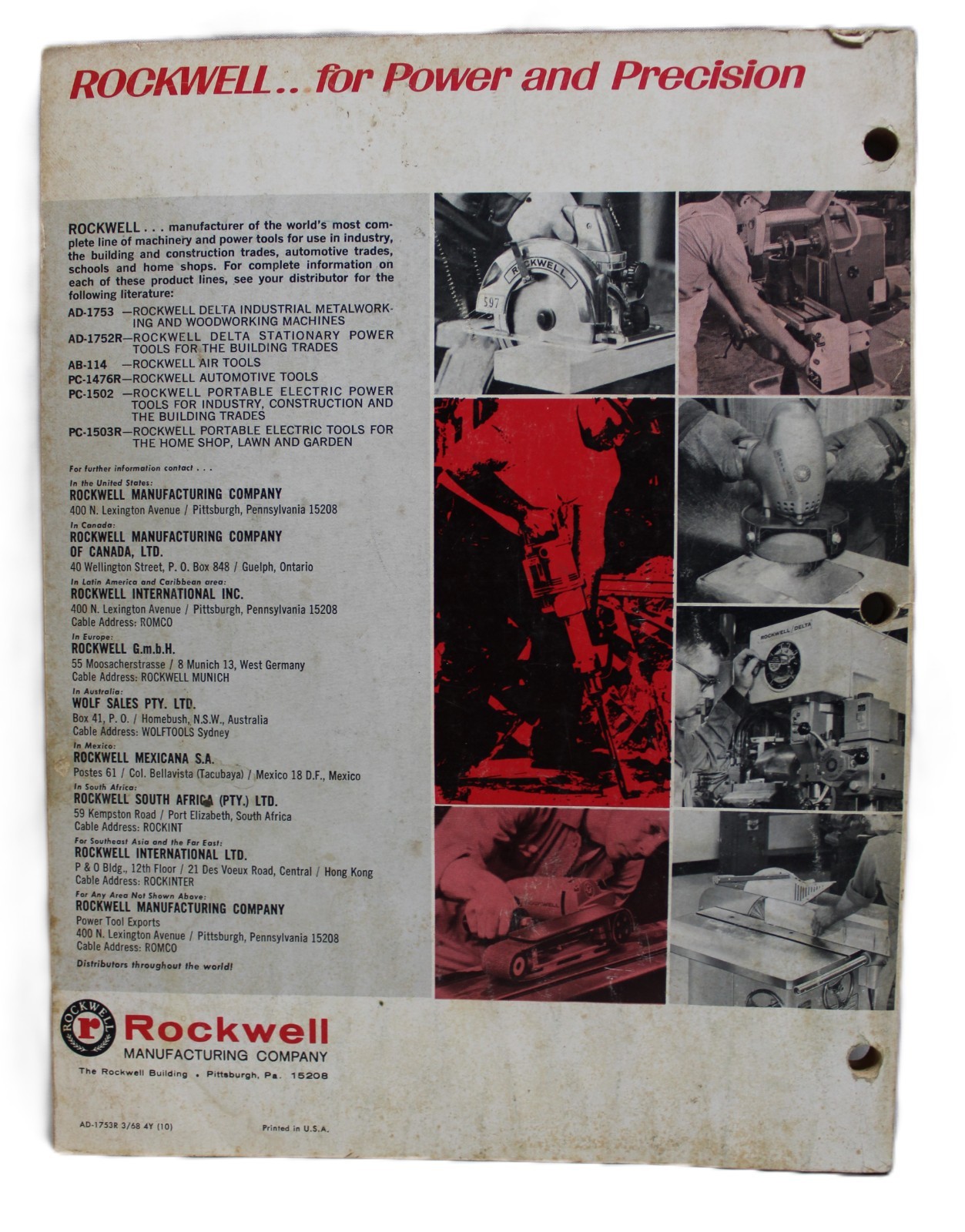 ROCKWELL DELTA INDUSTRIAL MACHINES ADVERTISING SALES CATALOG 1968 VINTAGE