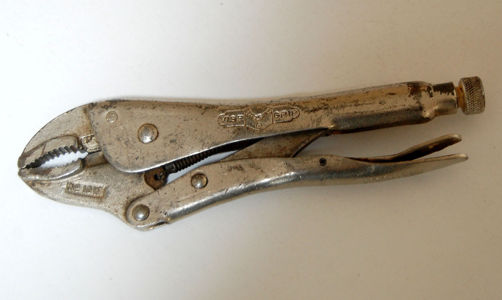 Vintage Vise Grip Plier No. 10W Curved Jaw Petersen DeWitt Nebr. USA