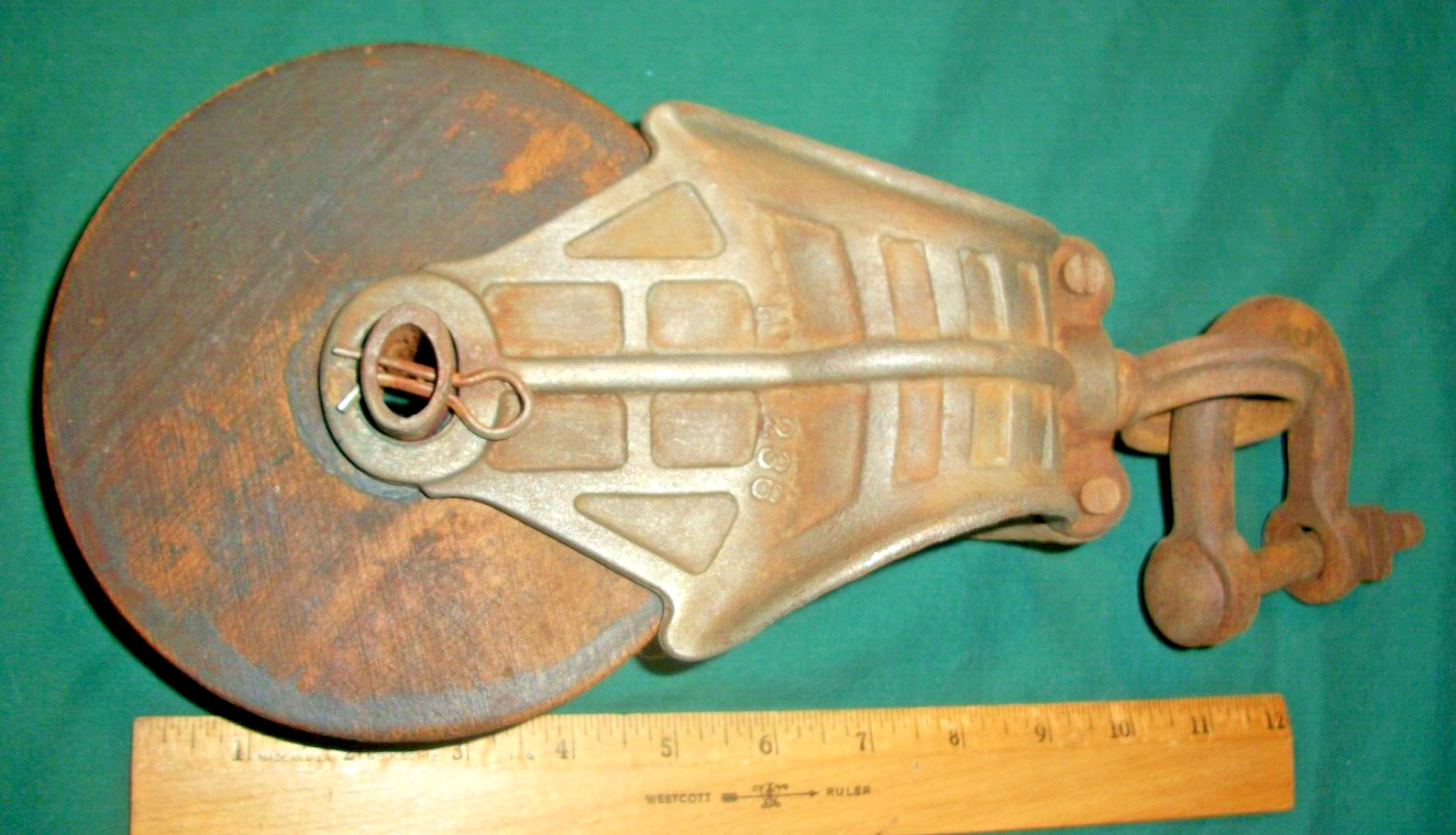 MEYERS Wood & Cast Iron Barn Pulley H 235 & H 236 – Primitive, Steampunk Décor