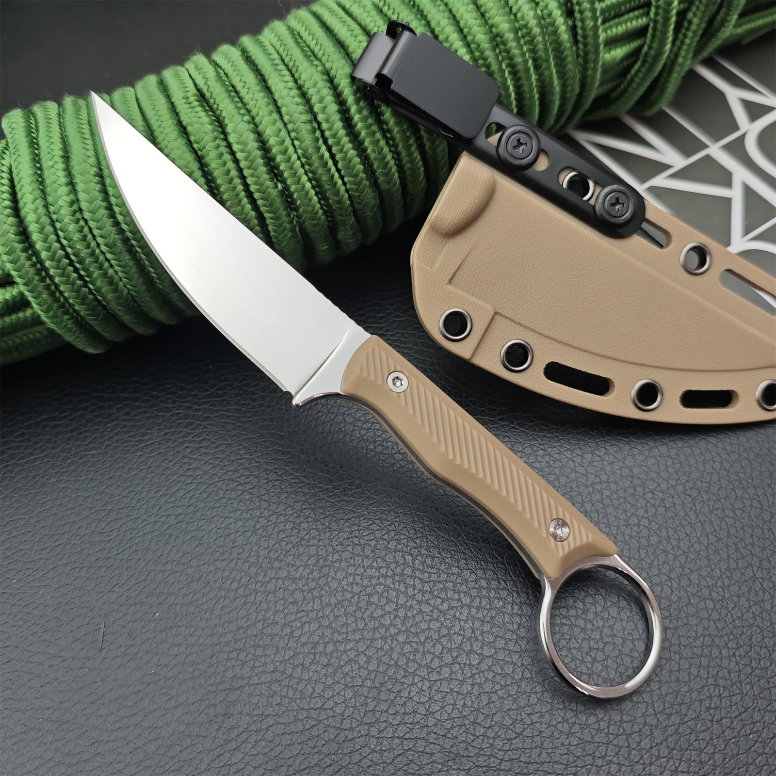 7.8 Inches Outdoor Full Tang Fixed Blade Knife, 8Cr13Mov Mirror Polish Blade,…