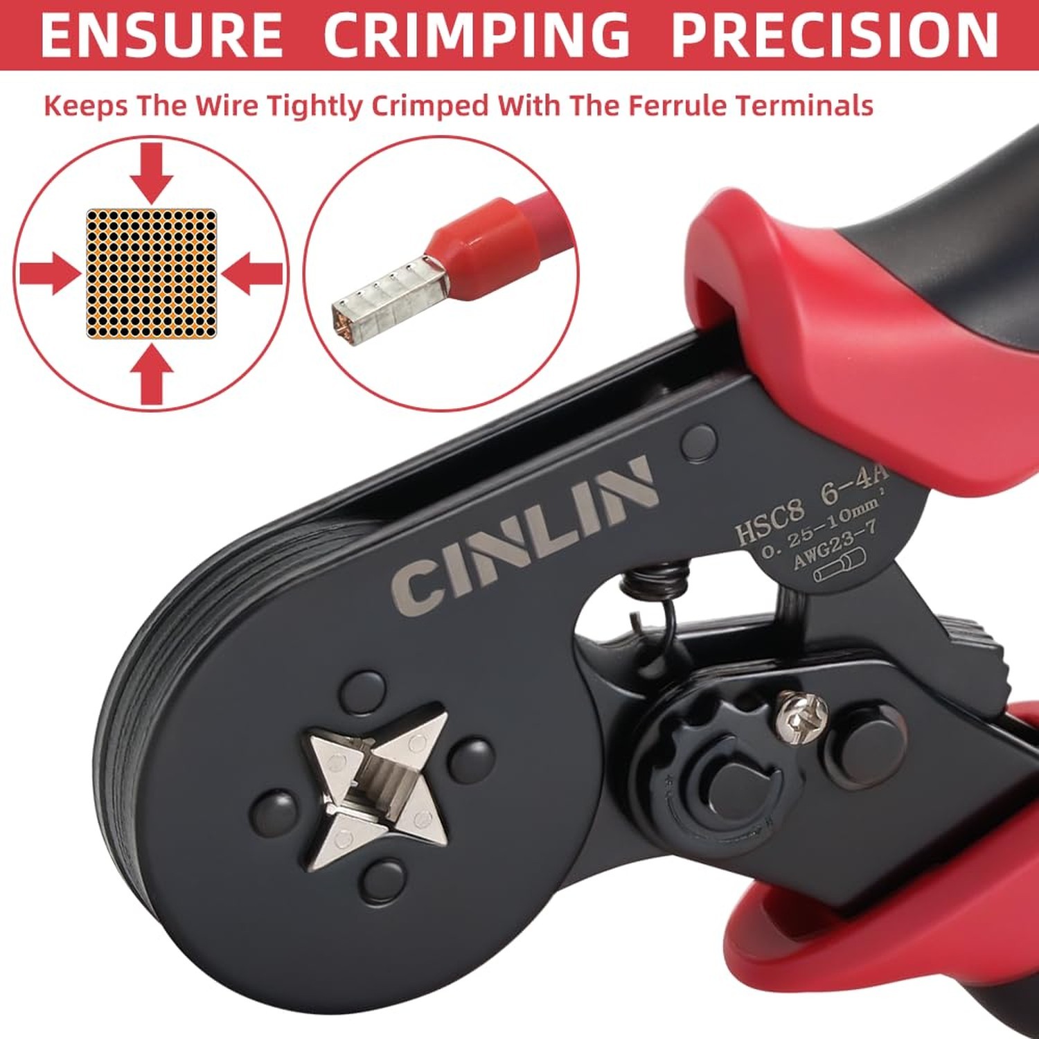 Ferrule Crimping Tool, Square Crimper Pliers for 10 to 22 AWG Wire Terminals,…