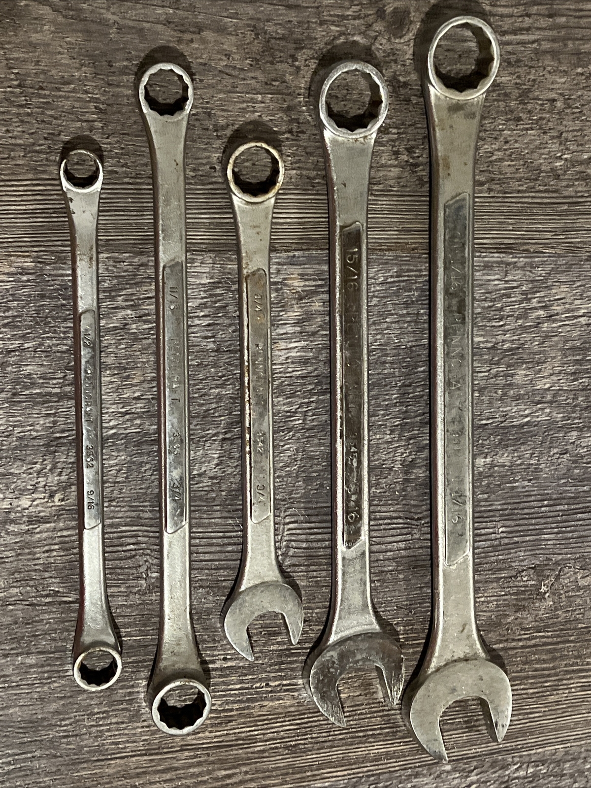 Large Vintage Penncraft Combination Open End Box Wrenches JC Penney tool Line