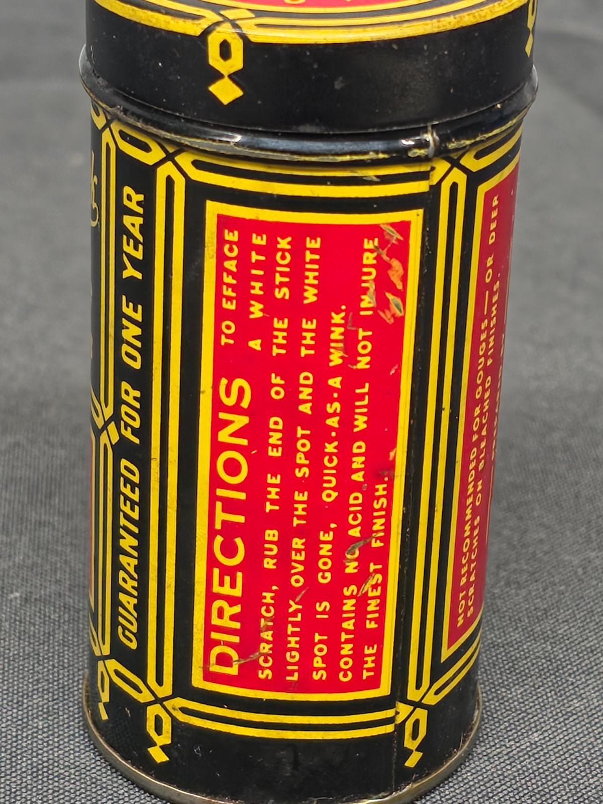 Vintage Zenith Tibet Almond Stick Scratch Remover Advertising Tin With Original