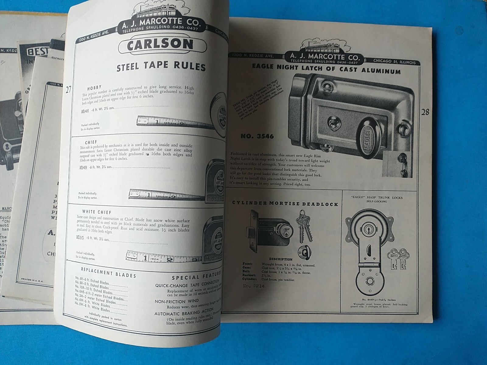 AJ Marcotte Lock Catalog 1951 Locksmith Supplies Tools Keys 71 PG Price List
