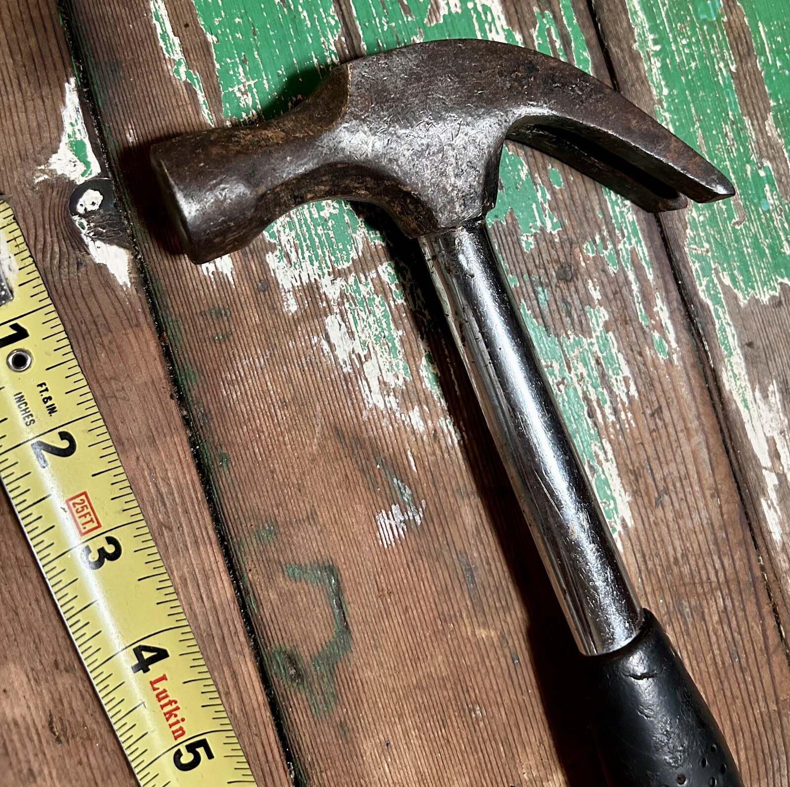 Vintage Metal Claw Hammer w/ Black Rubber Grip