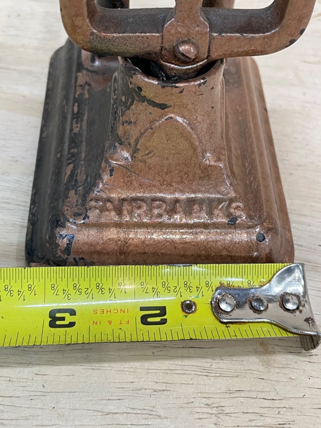 Early 20th Century Fairbanks Postal Scale Small Cast Iron Copper Letter