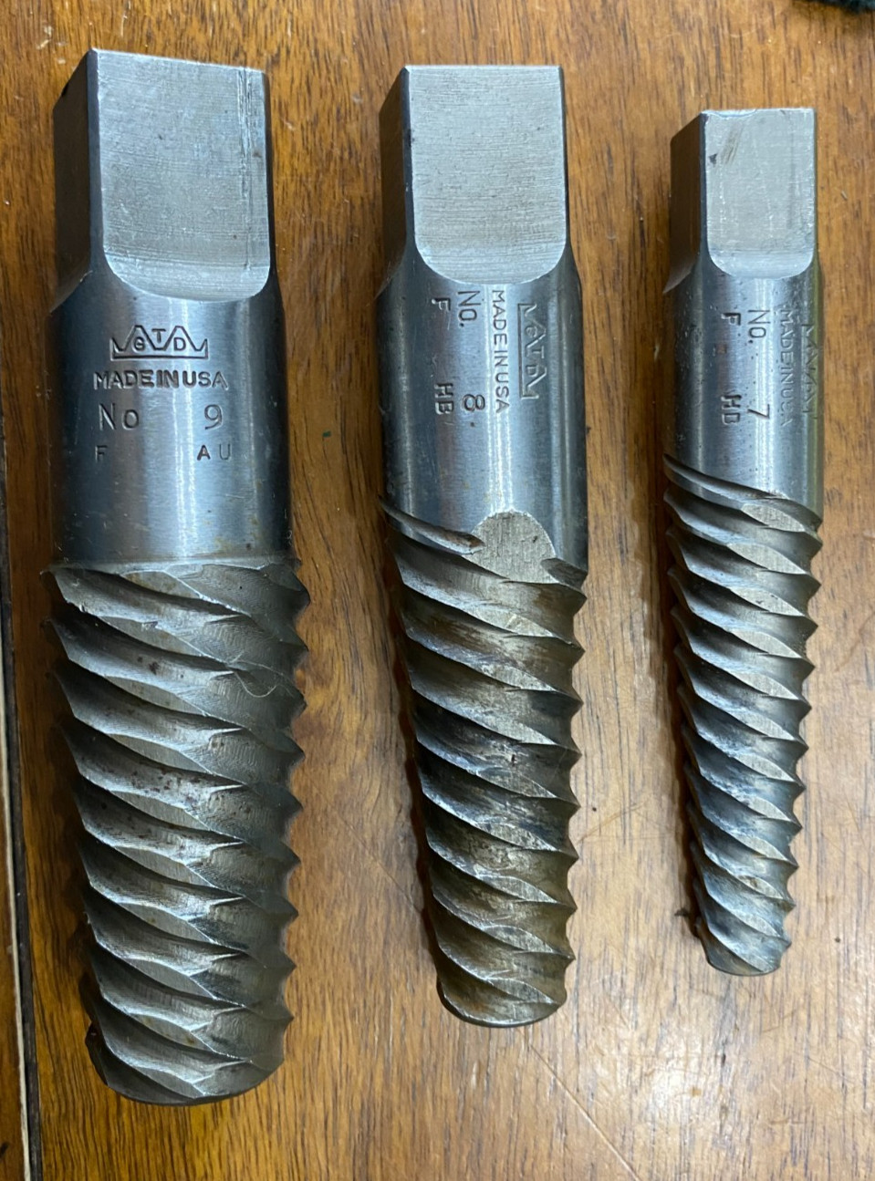 Vintage Greenfield GTD Screw/Bolt Extractor Set of 3 MADE IN USA **AS IS**USED*
