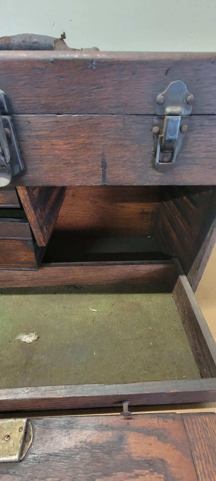 Vintage George Scherr Co. 7 Drawers Oak Wood Machinist Chest Box Tool Box Chest