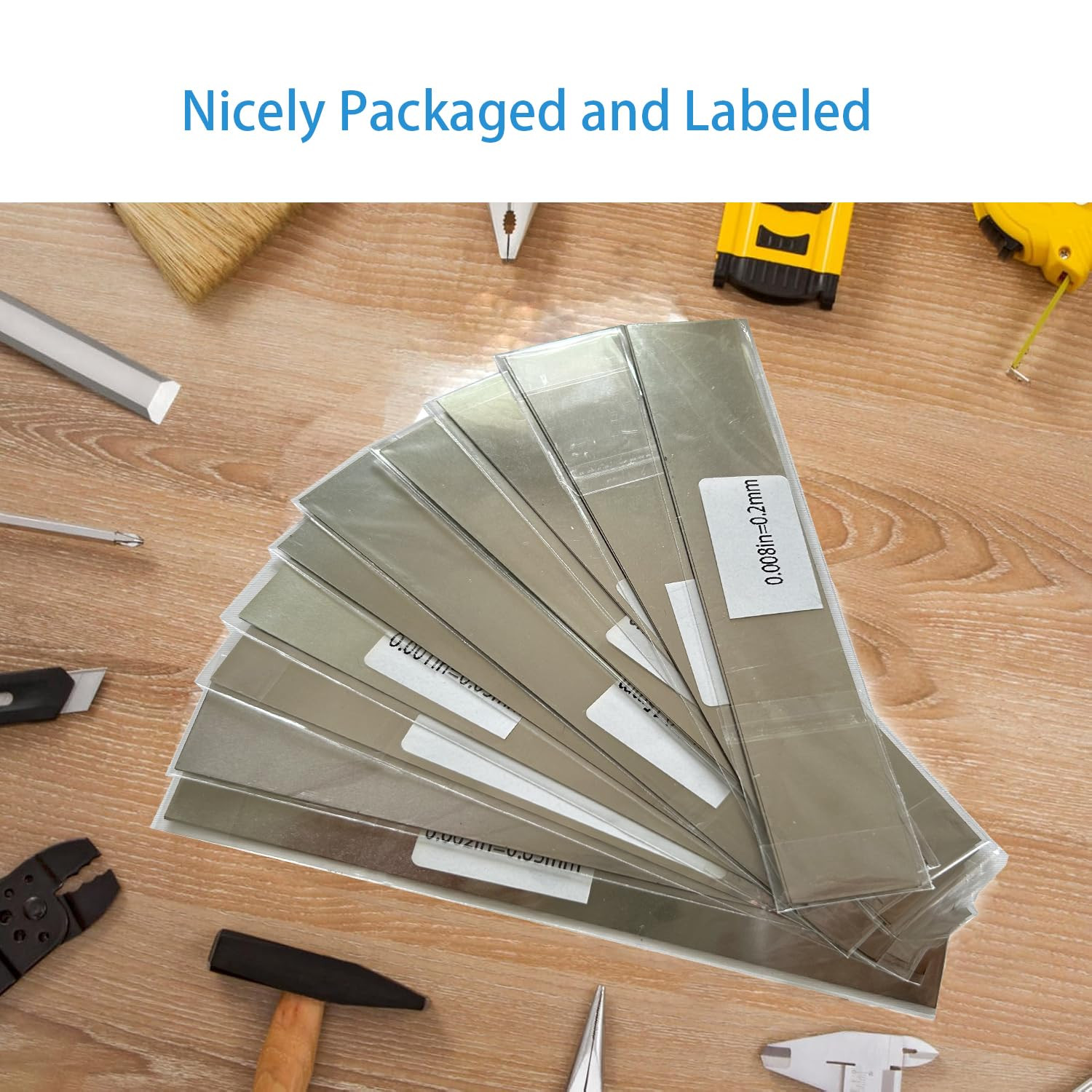 50PCS Shim Stock Assortment304 Stainless Steel Strips10 Sizes Thin Metal Shims