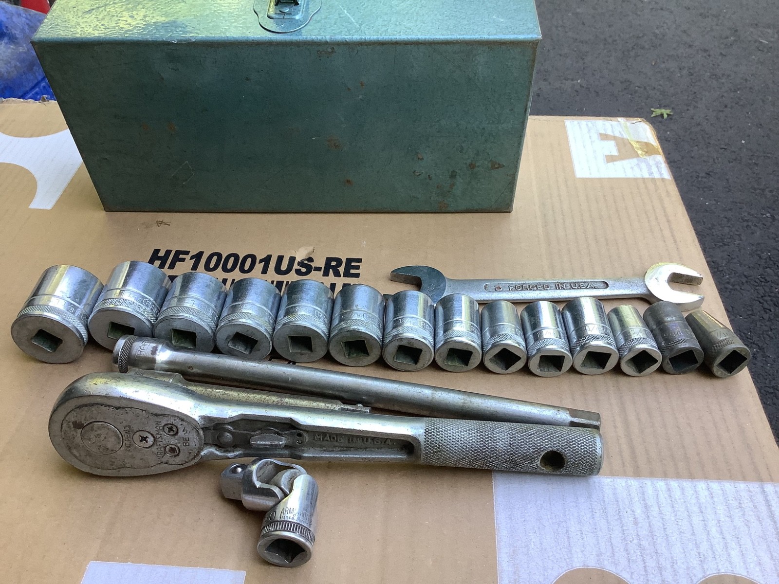 Rare Vintage Craftsman BE 1/2″ Drive Ratchet Socket Set USA Metal Case 19 piece