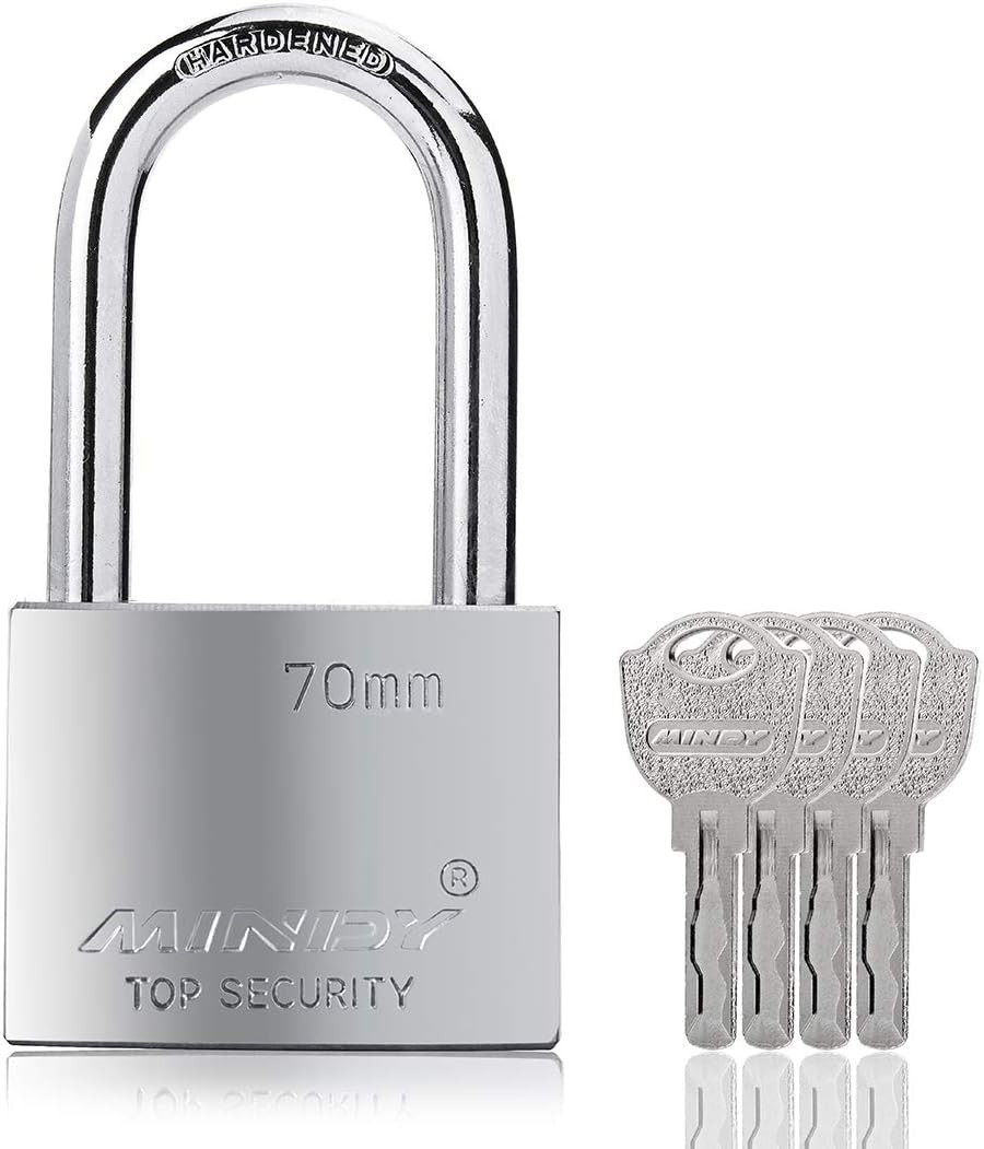 70Mm Long Shackle Padlocks for Outdoor Use All Weather Resistant, Alloy Steel He