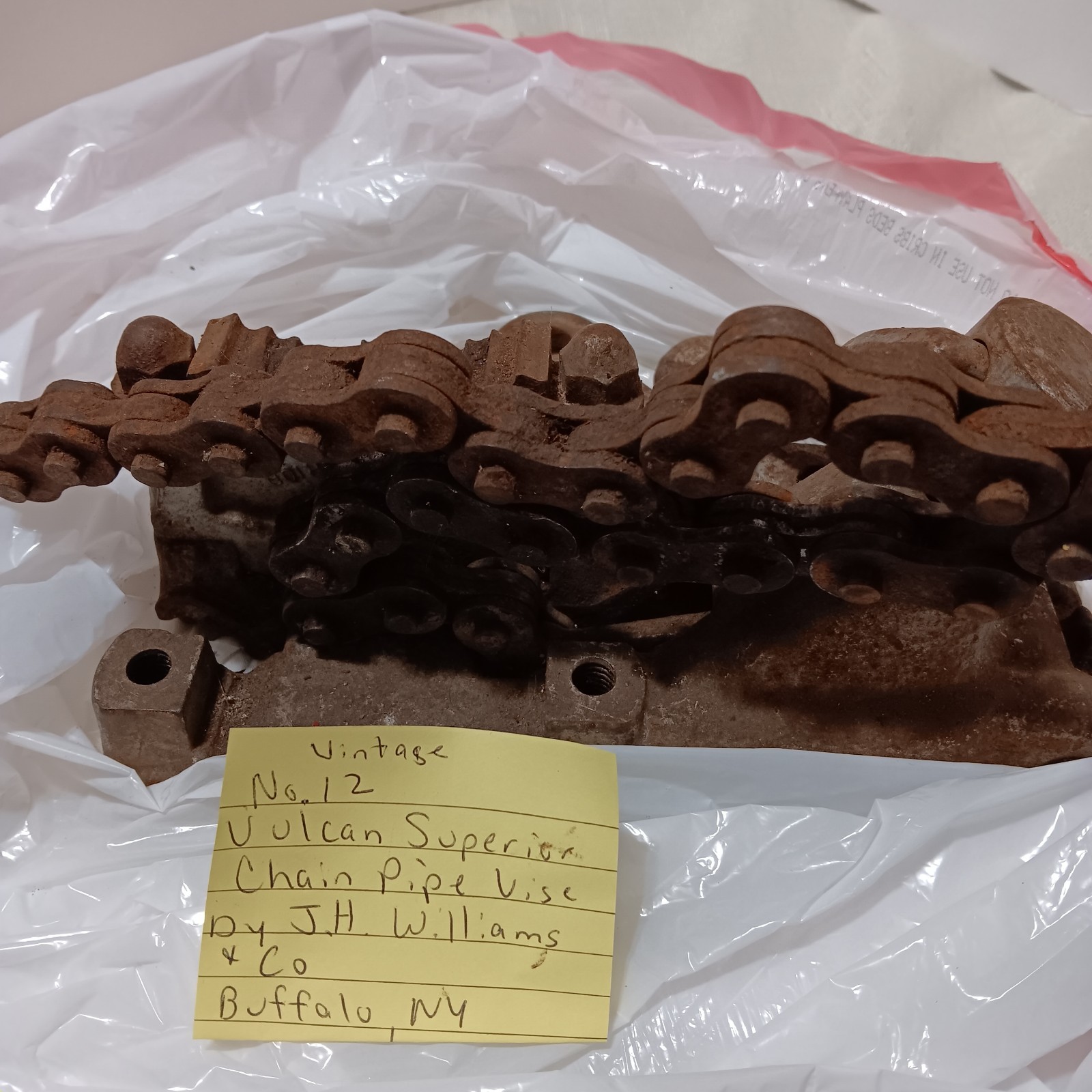 Vintage Vulcan Superior Chain Pipe Vise, No. 12, By J.H. Williams & Co.
