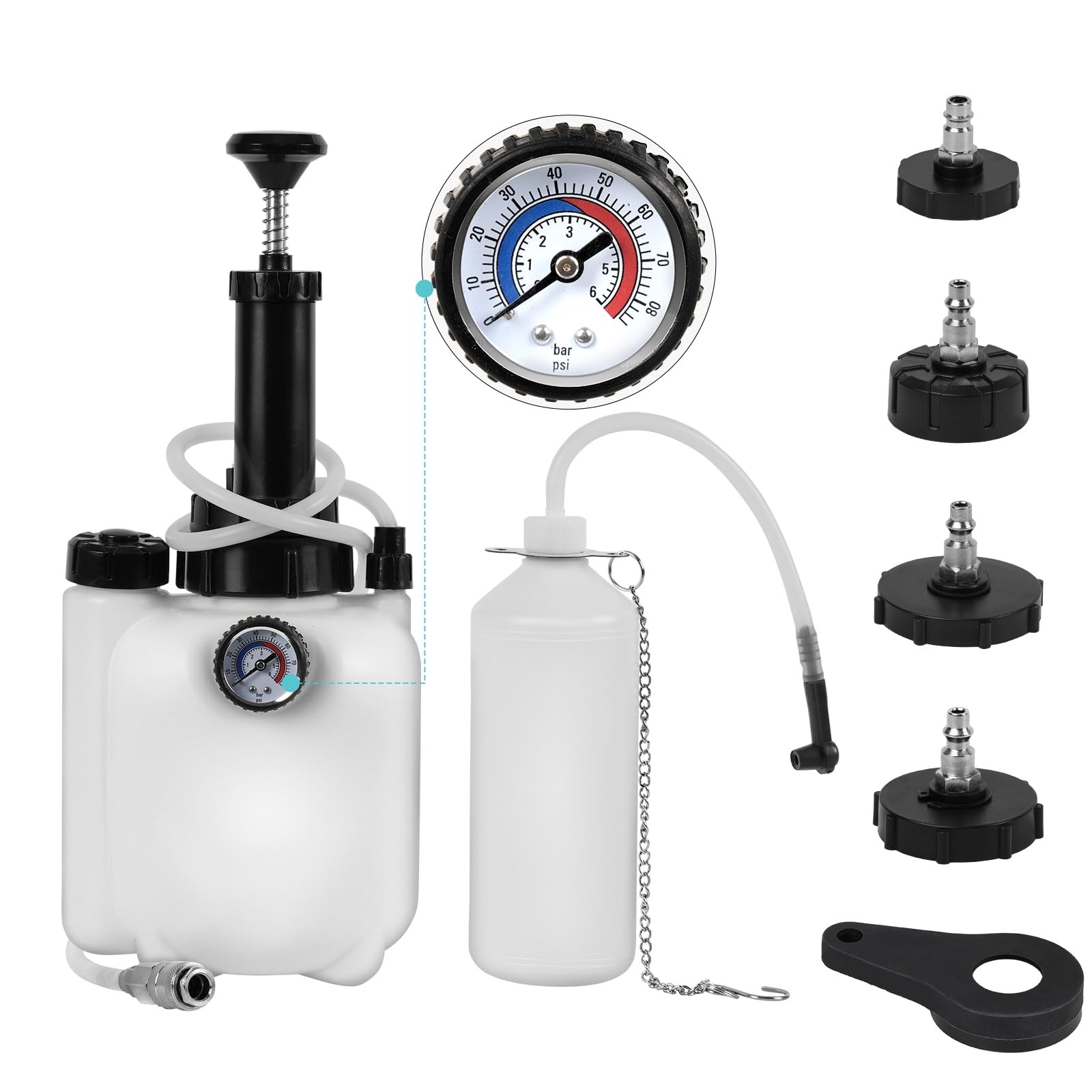 3L Upgraded Brake Bleeder Kit with 4 Master Cylinder Adapters and 1L for Car