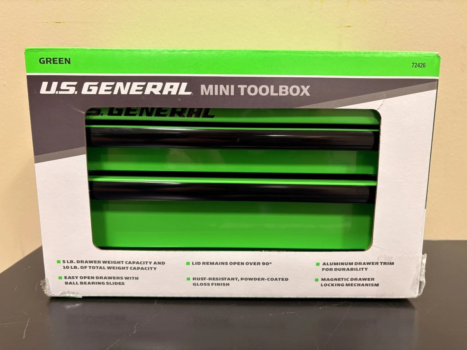NEW U.S. GENERAL MINI TOOLBOX GREEN METAL GLOSS FREE SHIPPING