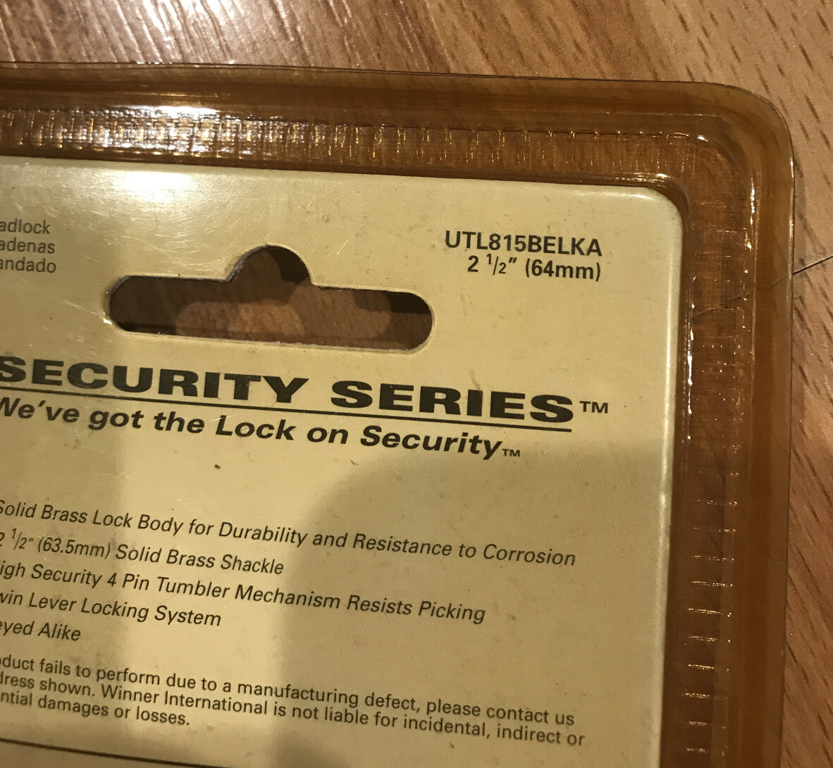 THE CLUB SECURITY SERIES SOLID BRASS PADLOCK 2 KEY UTL815BELKA 2 1/2” NIP VTG