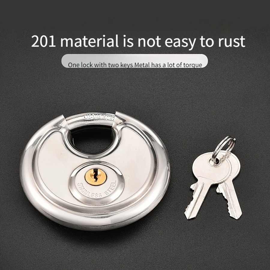 2pcs Heavy Duty Round Padlock with Keys Disc Lock for Storage Shed Garage