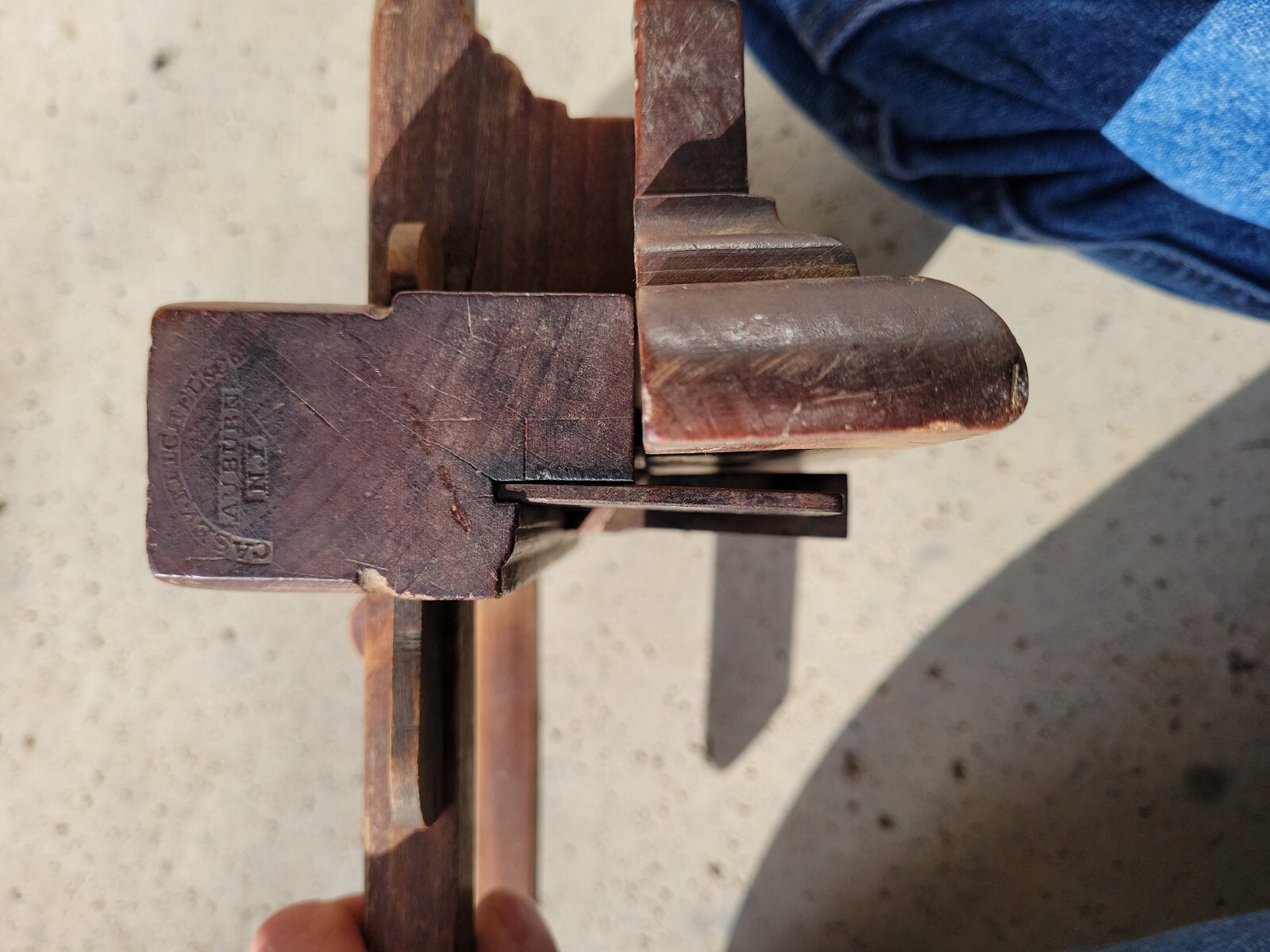 Antique Casey Kitcheel Co Wood Plow Plough Plane Vintage Woodworking Primitive