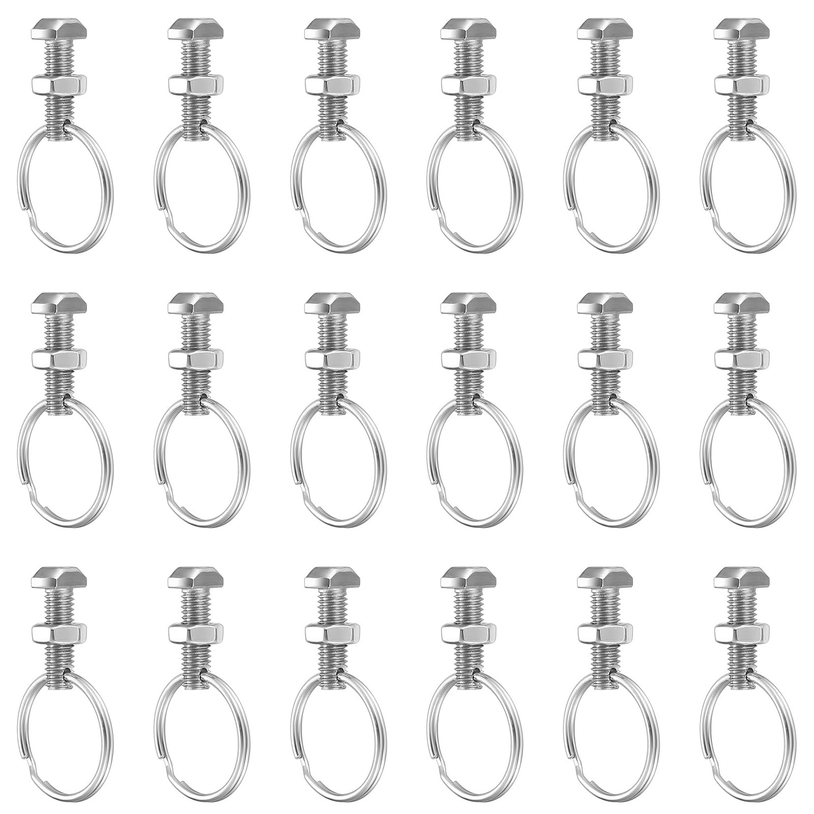 20 Sets Greenhouse Bolts and Rings, Cropped Head Nuts Bolts, M6, silver