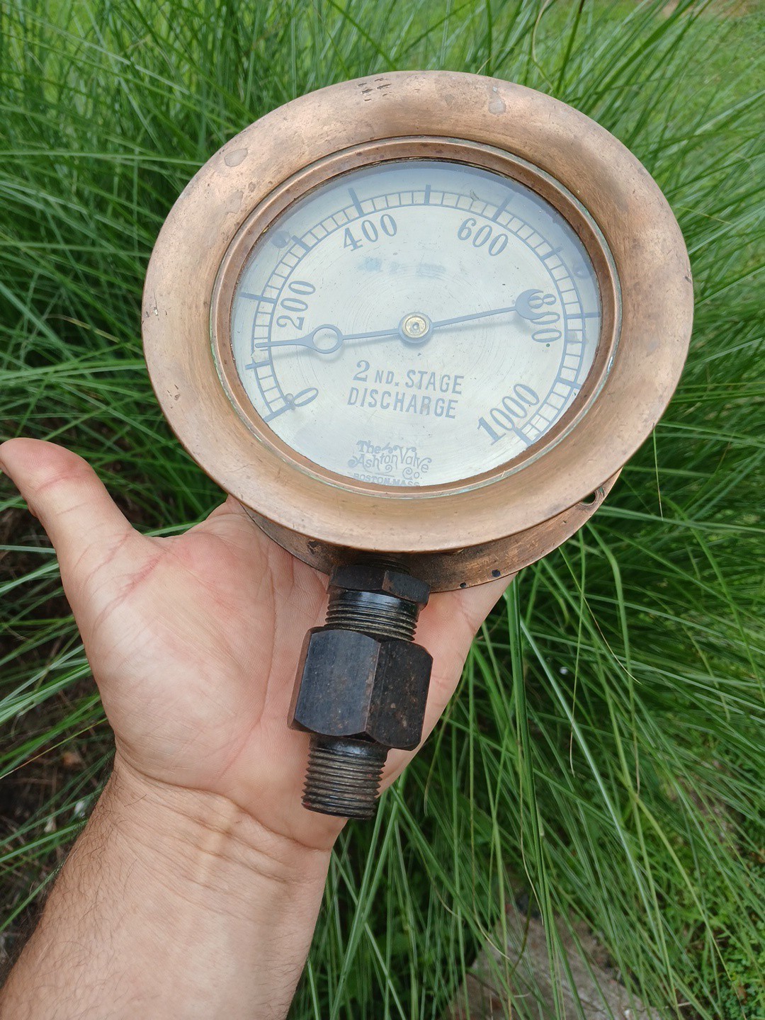 The Ashton Valve Co Vintage Gauge 2nd Stage Discharge Steampunk Steam Brass