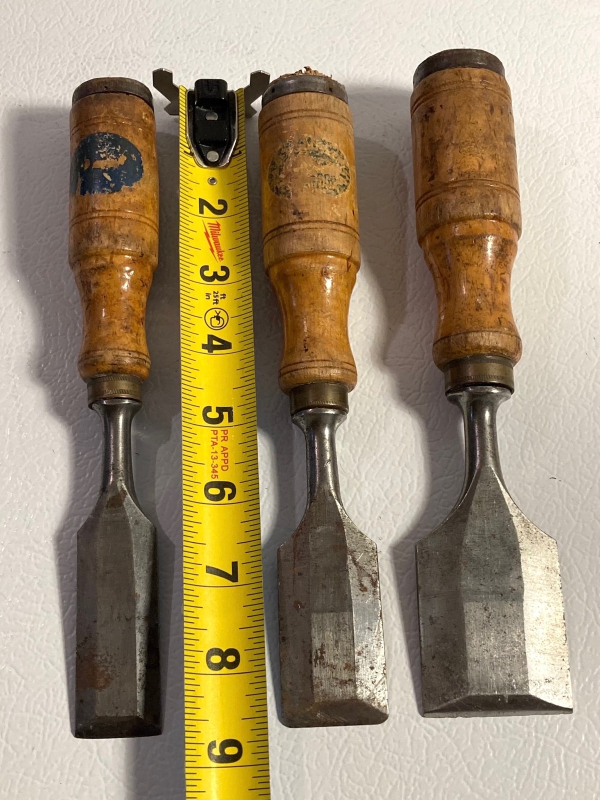 Set of 3 Erik Anton Berg Wood Chisels – 1″ / 1.25″ / 1.75″ – Eskilstuna Sweden