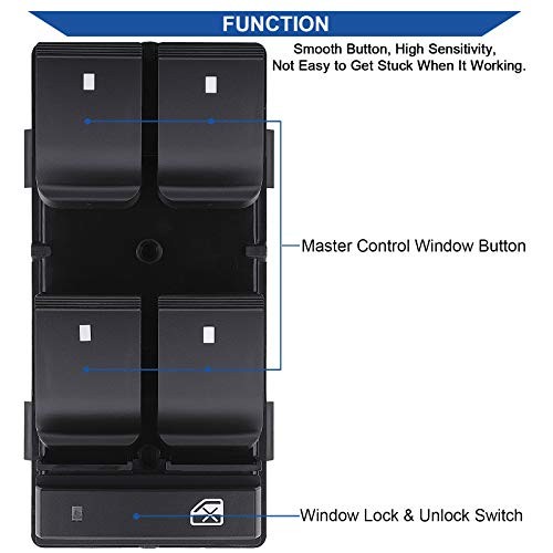 Driver Side Power Master Window Switch, Compatible with Chevy
