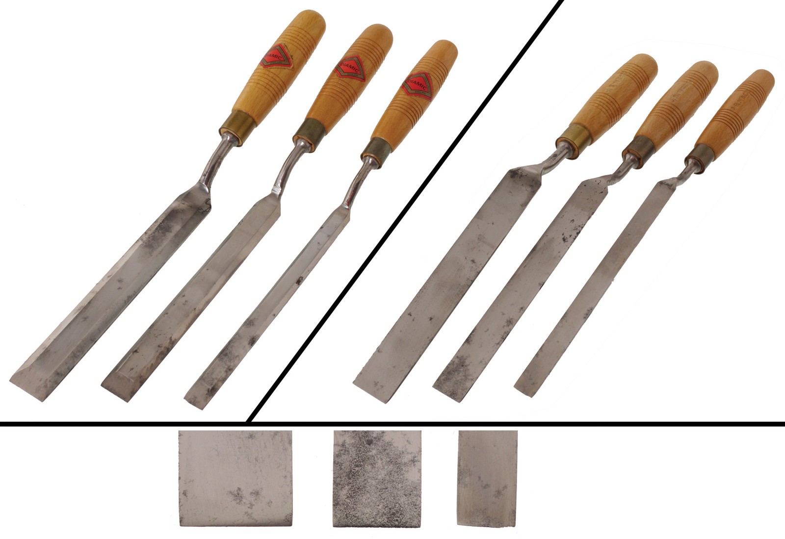 Founder’s Grade Set of 3 “Diamic” Crank Neck Chisels – 1/4″ to 1″ – mjdtoolparts
