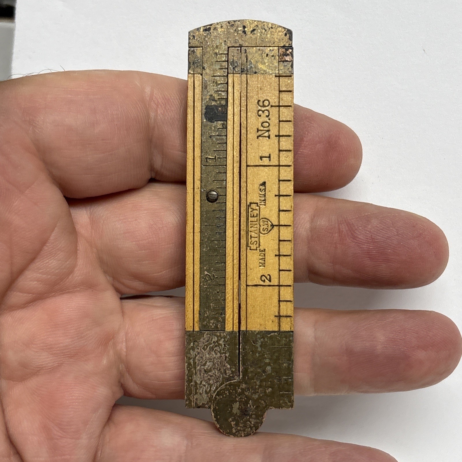 Vintage Stanley No. 36 Caliper Rule Sweetheart Mark Measuring Tool Made In USA
