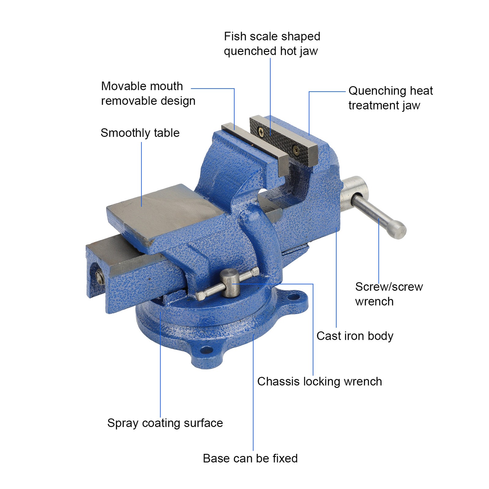 3″ Bench Vise With 360 Degree Base Heavy Duty Workbench Clamp Tool