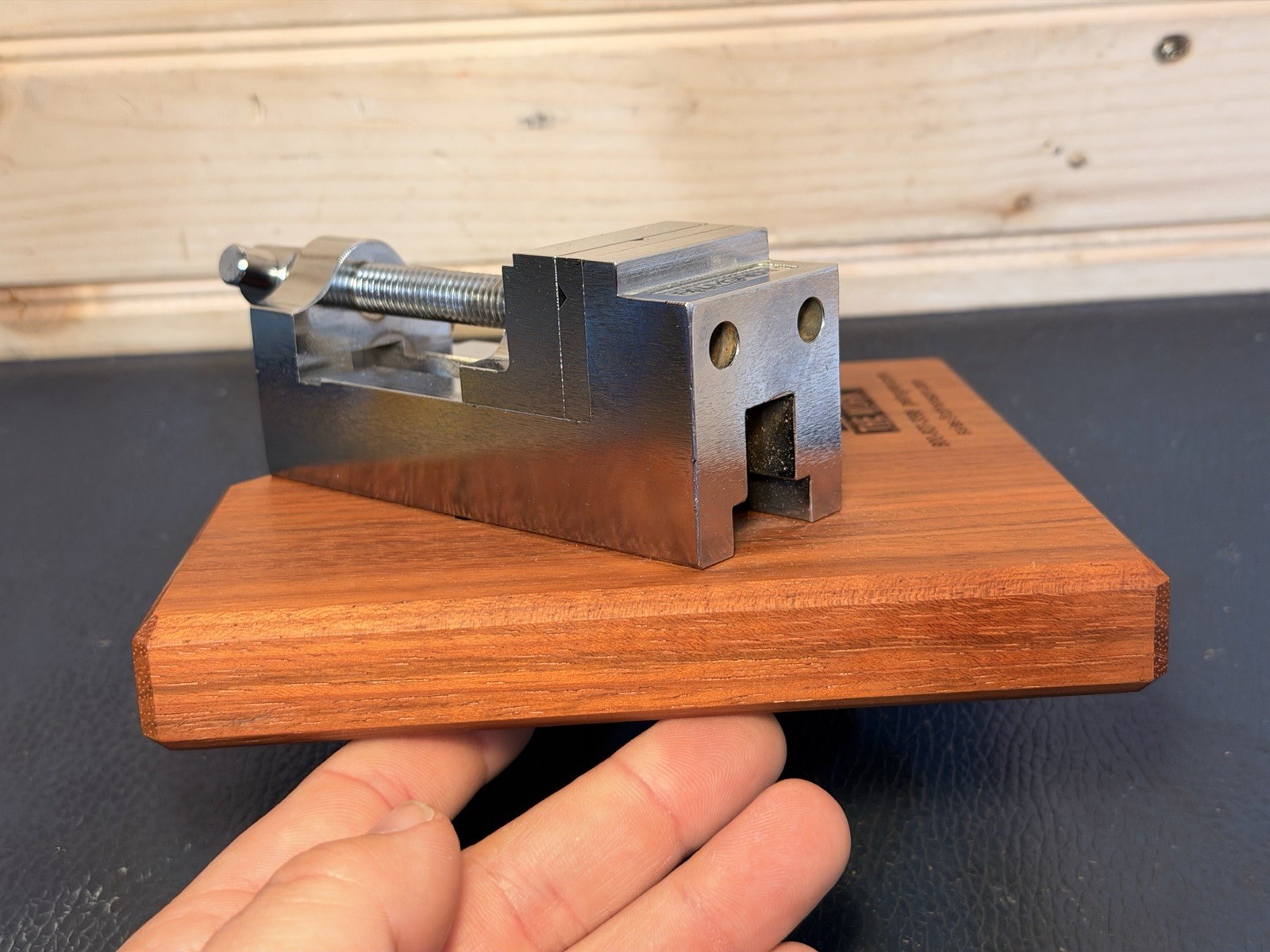 Vintage Palmgren Vise Advertising Display 100th Anniversary Chrome Card Holder