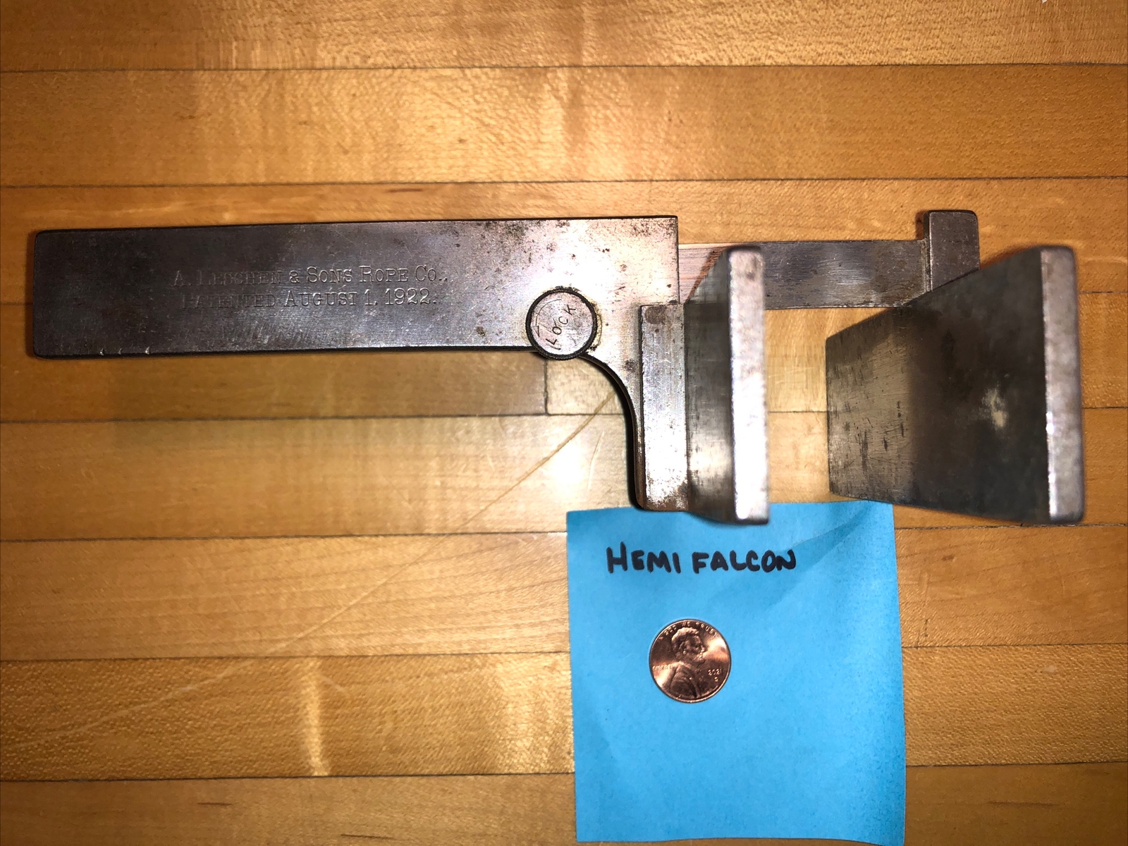 VTG RARE LESCHEN & SONS Wire Rope Co Starrett 424 Caliper Rule Ruler Gauge USA
