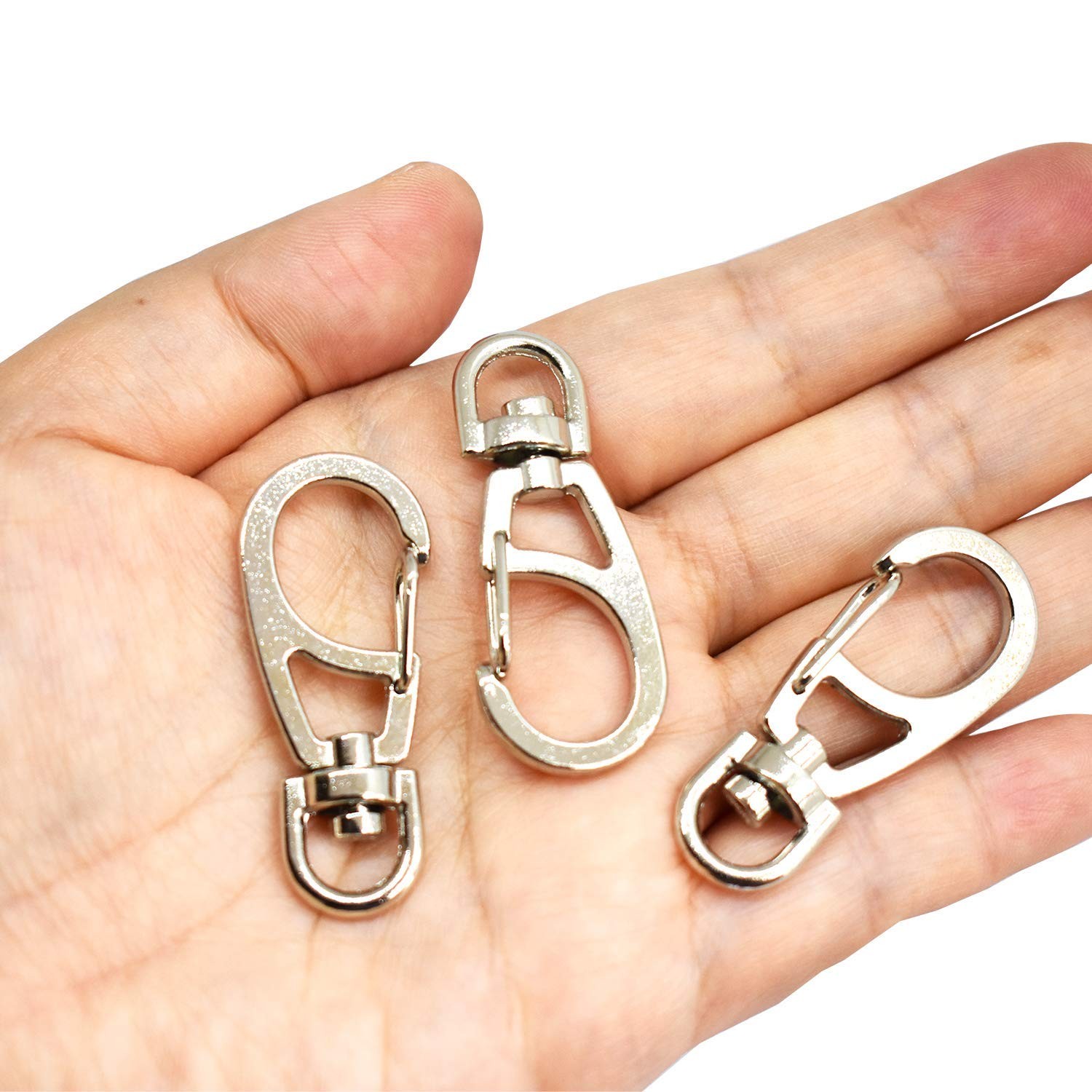 Bytiyar 10 PCS 1.65 inch Small Metal 10 pcs, 8mm(Rotating D-ring)_Silver