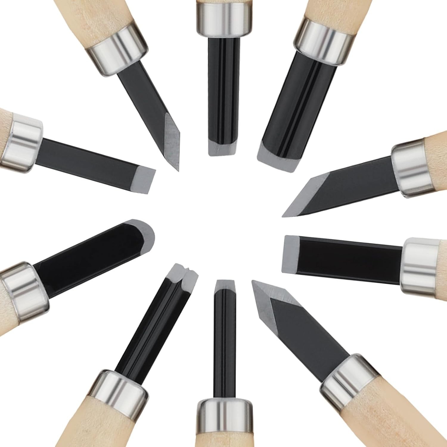 Lightweight 10pcs Wood Carving Chisel Set with Bevel Edges – Comfort Grip Design