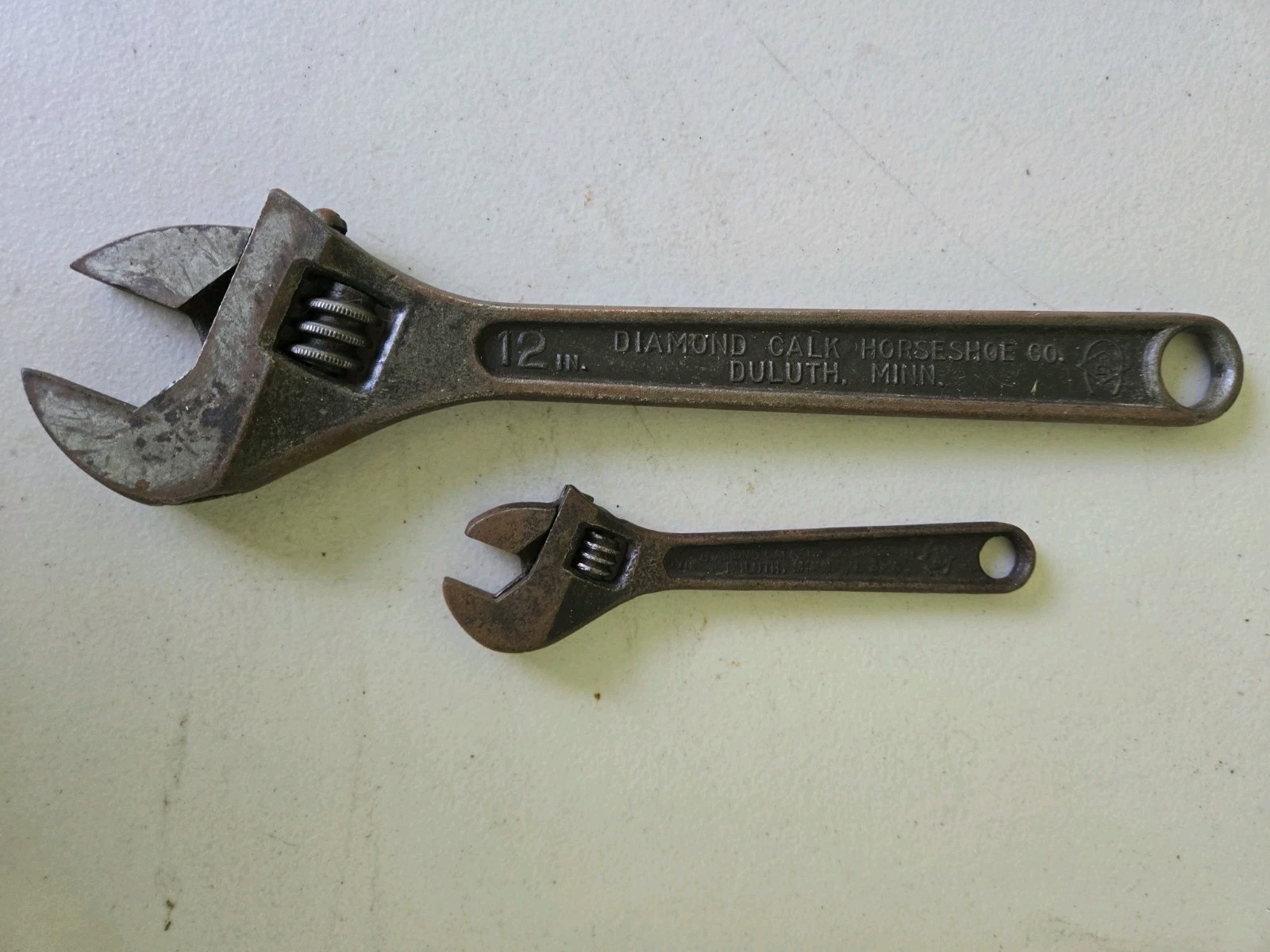 Diamond Calk Horseshoe CO. Diamalloy 12″ & 6″ Adjustable Wrench Duluth Minn USA