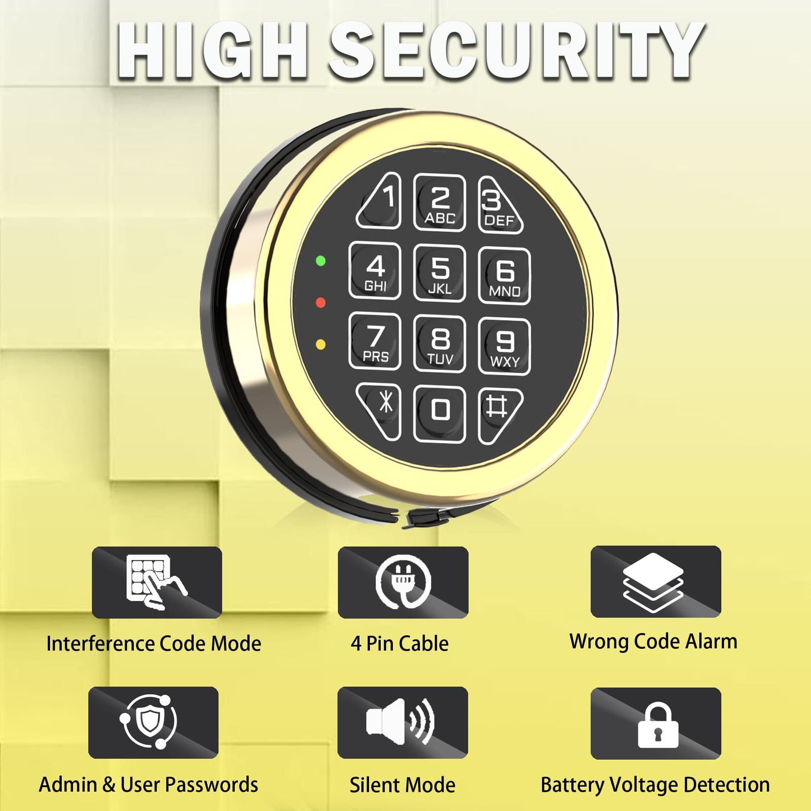 Gun Safe Lock Replacement with Right Swing Bolt & Bolt, Gold