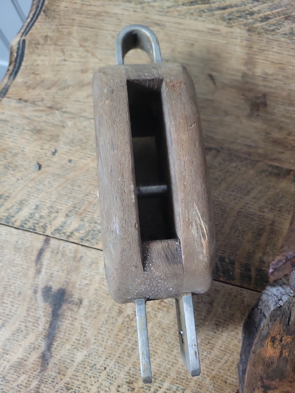 Antique/vintage Lot Of 3 Primitive Farmers Wooden Pulleys/blocks Incomplete.