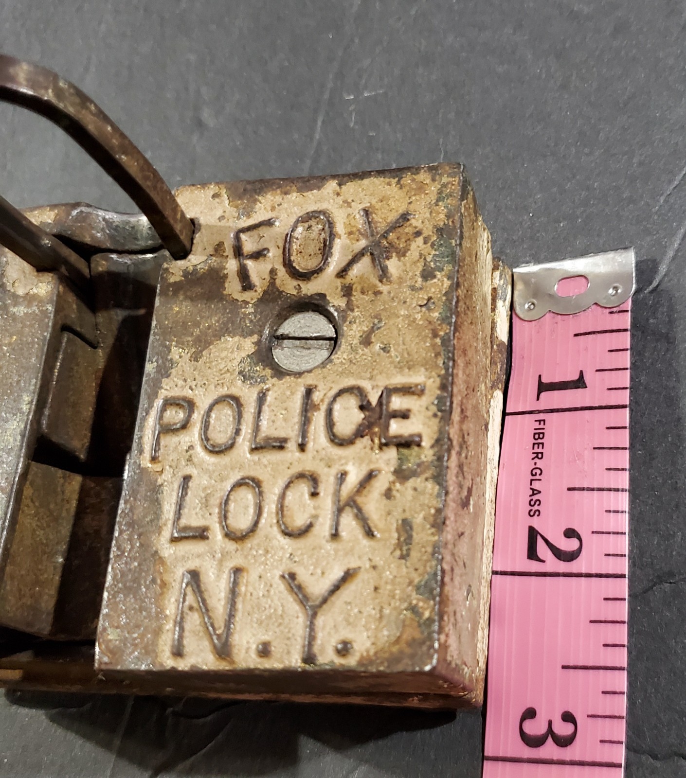 Vintage FOX Police Lock Cast Iron Used