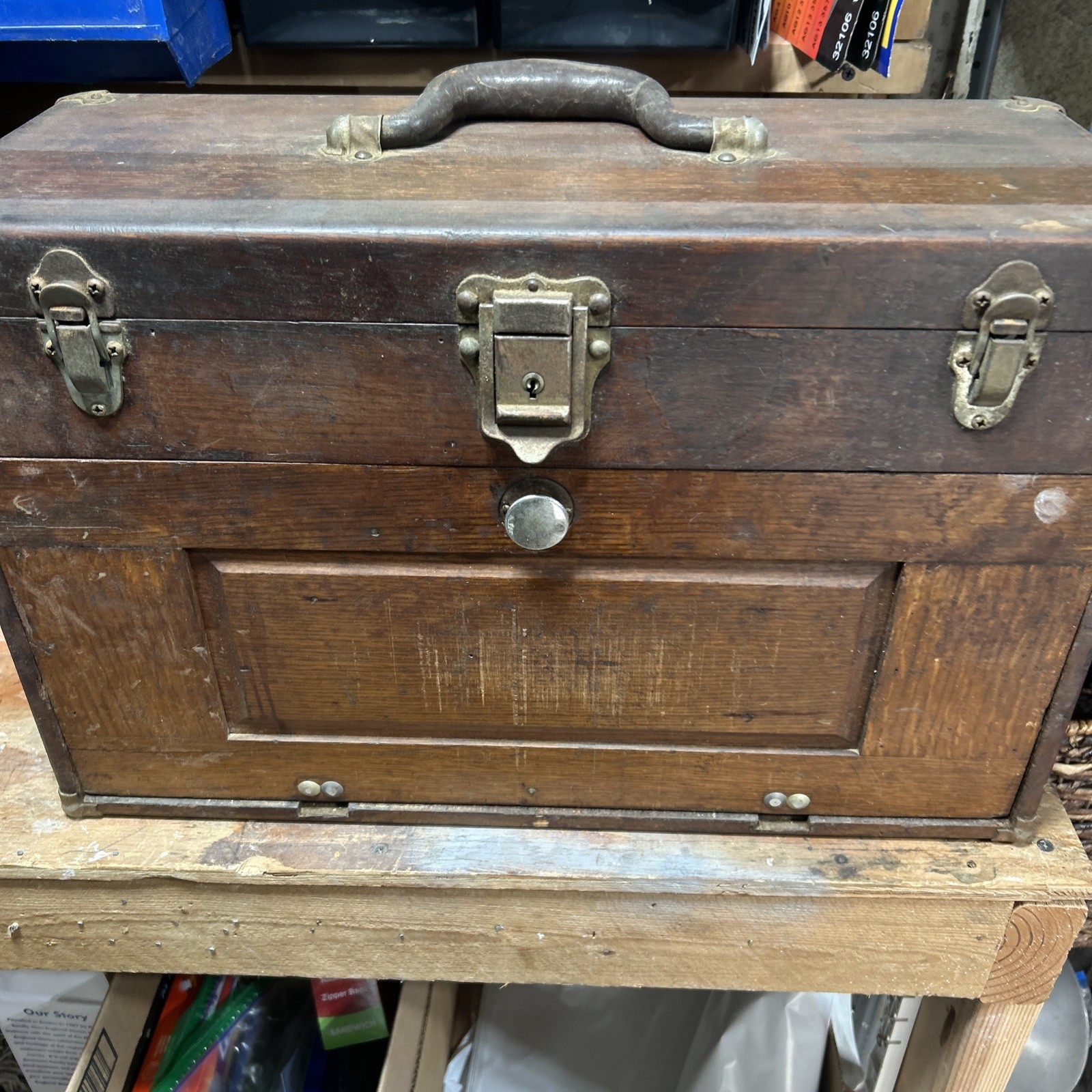 Vintage Machinist Tool Chest Wood Gerstner Style Wood Box 50s