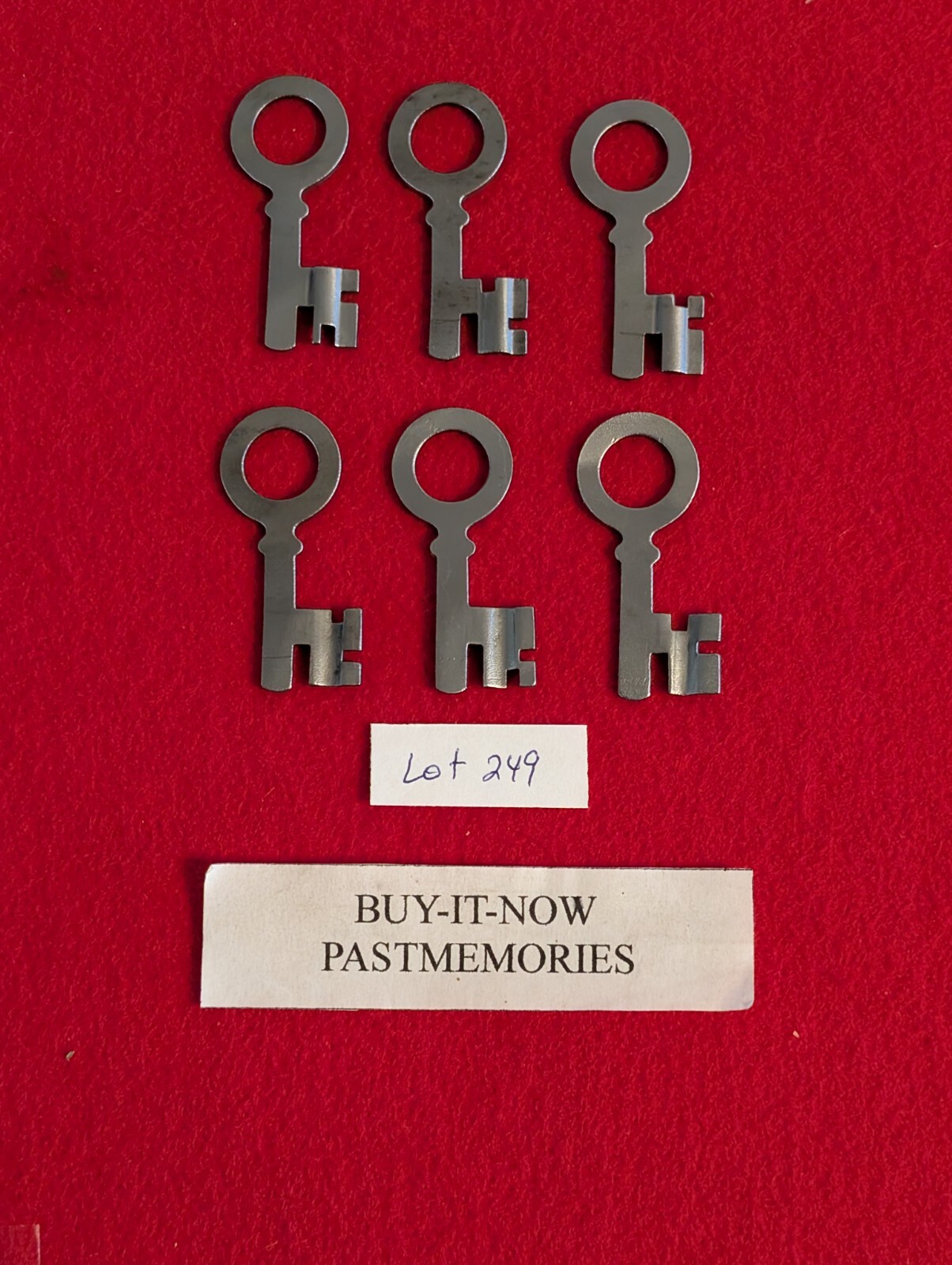 6 DIFFERENT VINTAGE 1870-1880’s SMOKEHOUSE PADLOCK KEYS, ANTIQUE LOCKS LOT #249