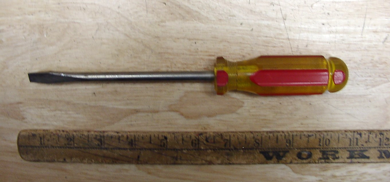 Vntg Stanley USA 64-866 Red & Yellow Plastic Hndl Screwdriver,9-7/8″,W/3/8″ Tip