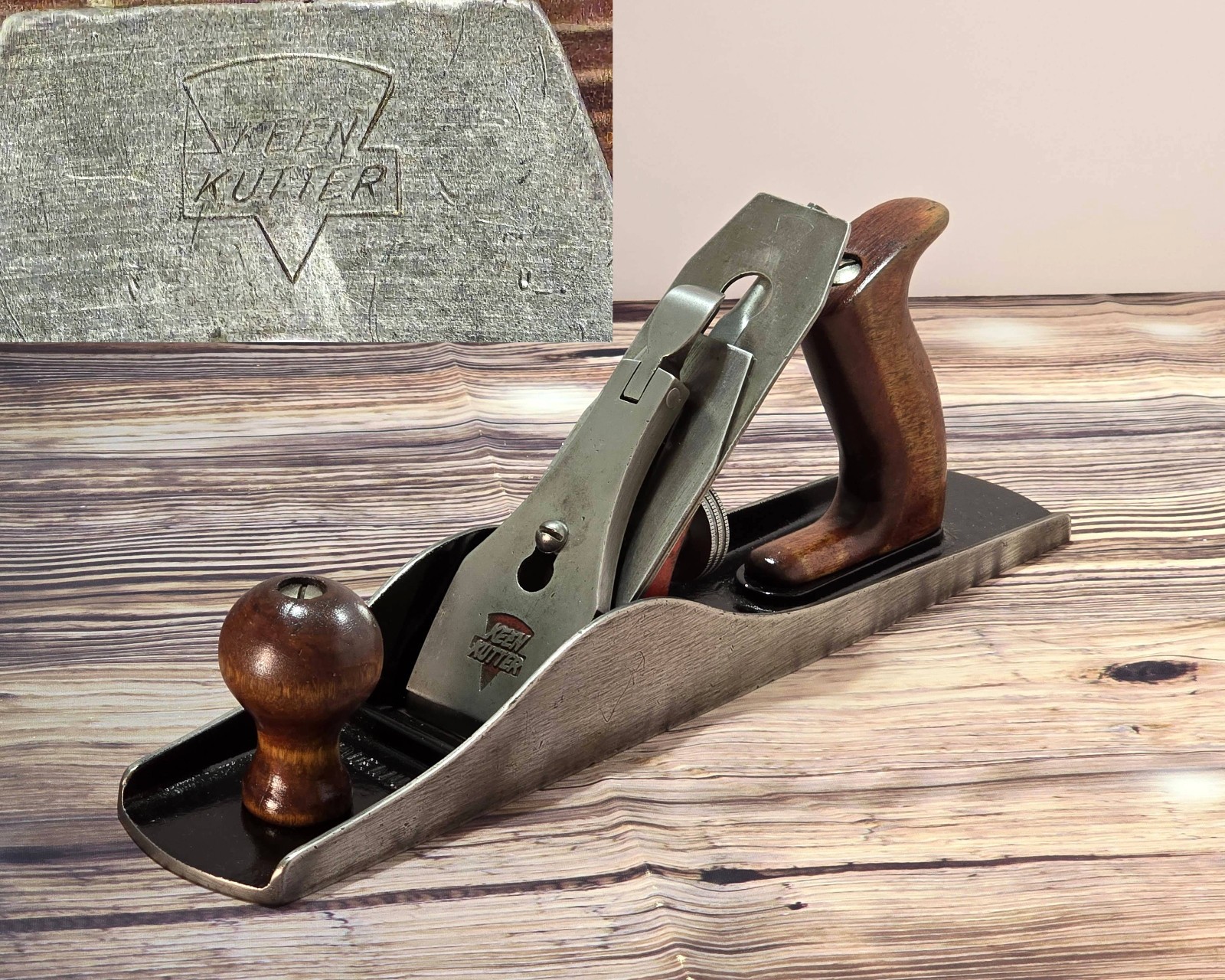 #58 1948 1950 Vtg KEEN KUTTER Sargent Made No 414 Smooth Wood Jack Plane