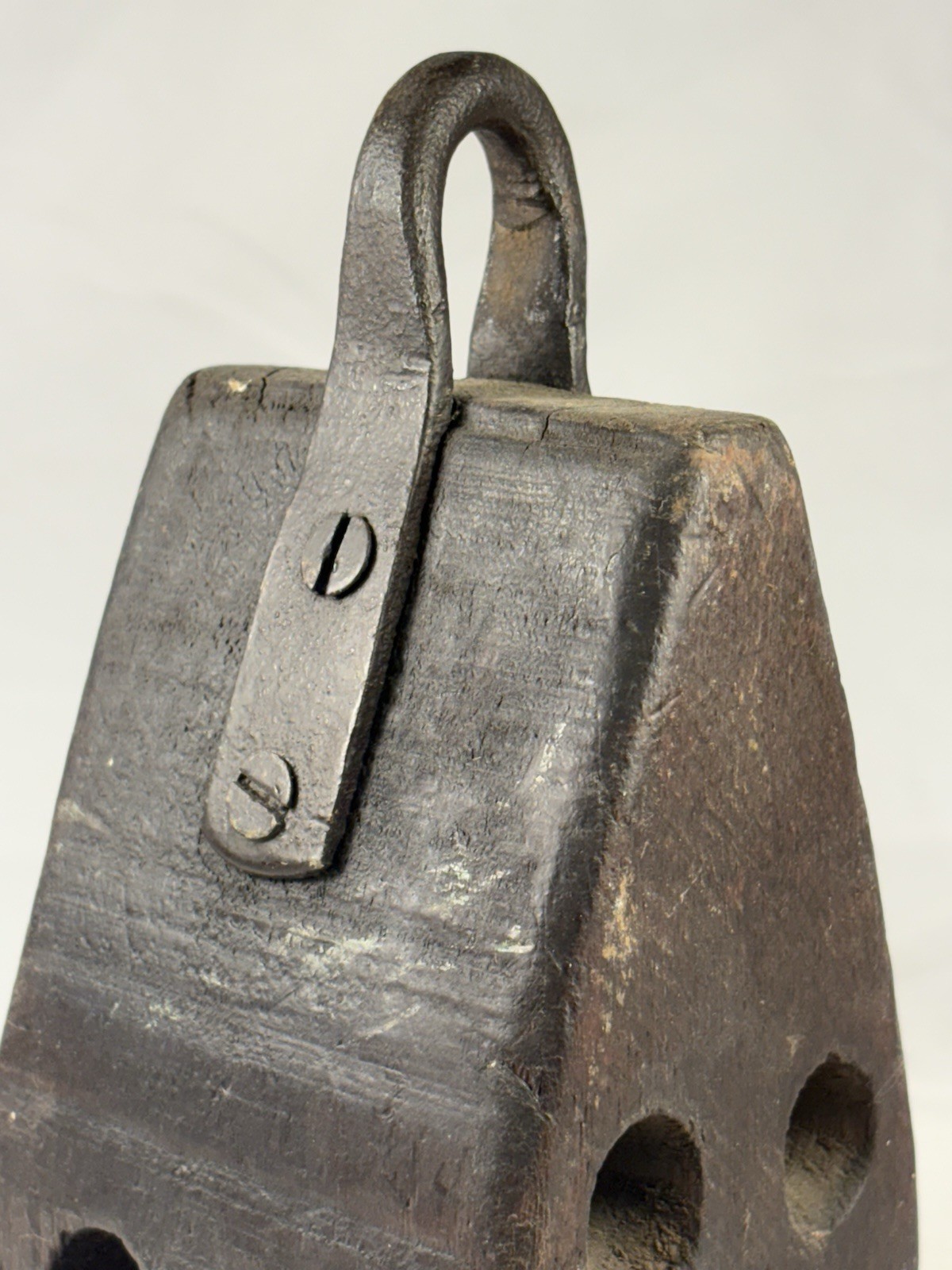 Early Rare Wooden Wedge Nautical Pulley Block Ship Rigging Primitive Antique