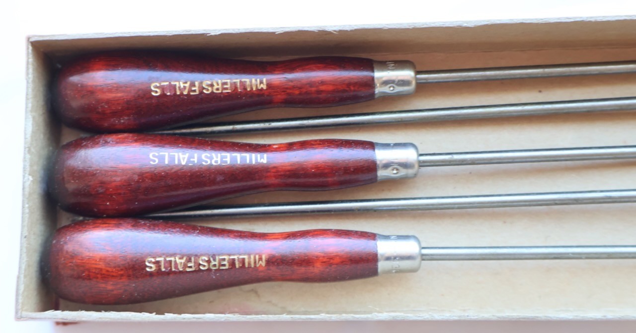 (5) Millers Falls No. 331 Jewelers Screwdrivers + Original Box / Mt Top Tools