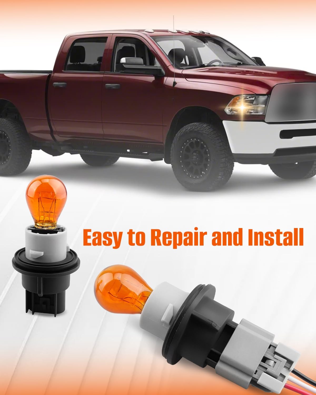Turn Signal Light Socket Holder with Wiring Harness & Bulb, 2PCS Fit for Dodge R