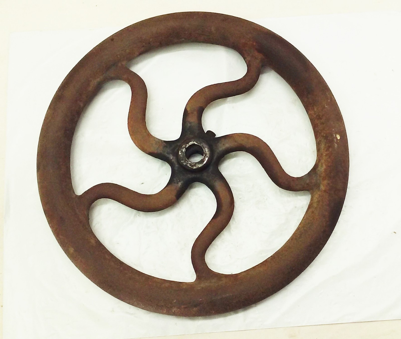Vtg antique hand crank post drill 13 3/4″ Cast Iron Flywheel Pulley Champion